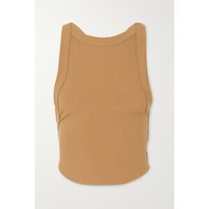 The Line By K 'Ximeno' Brown Rayon Open-Back Ribbed Stretch-Jersey Top Size M